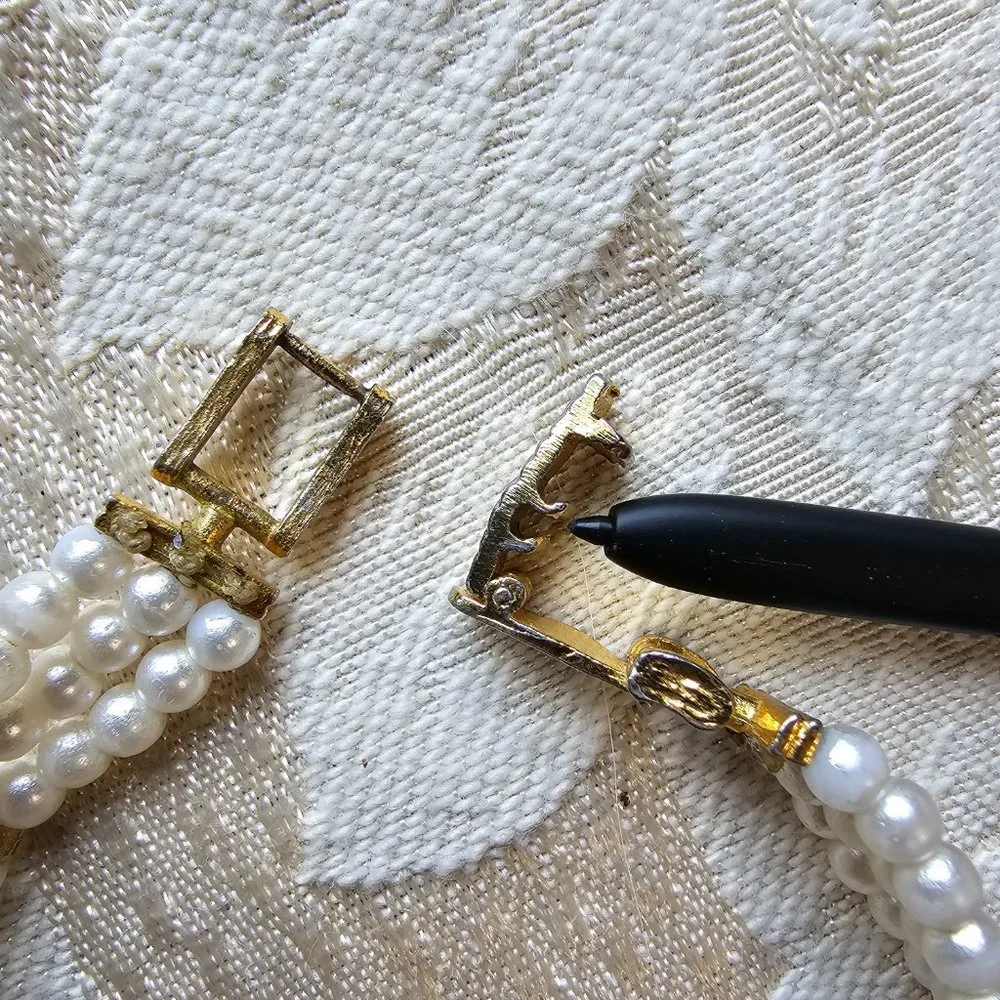 Eastman Quartz Gold Tone Pearl Rhinestone Watch - Picture 16 of 16